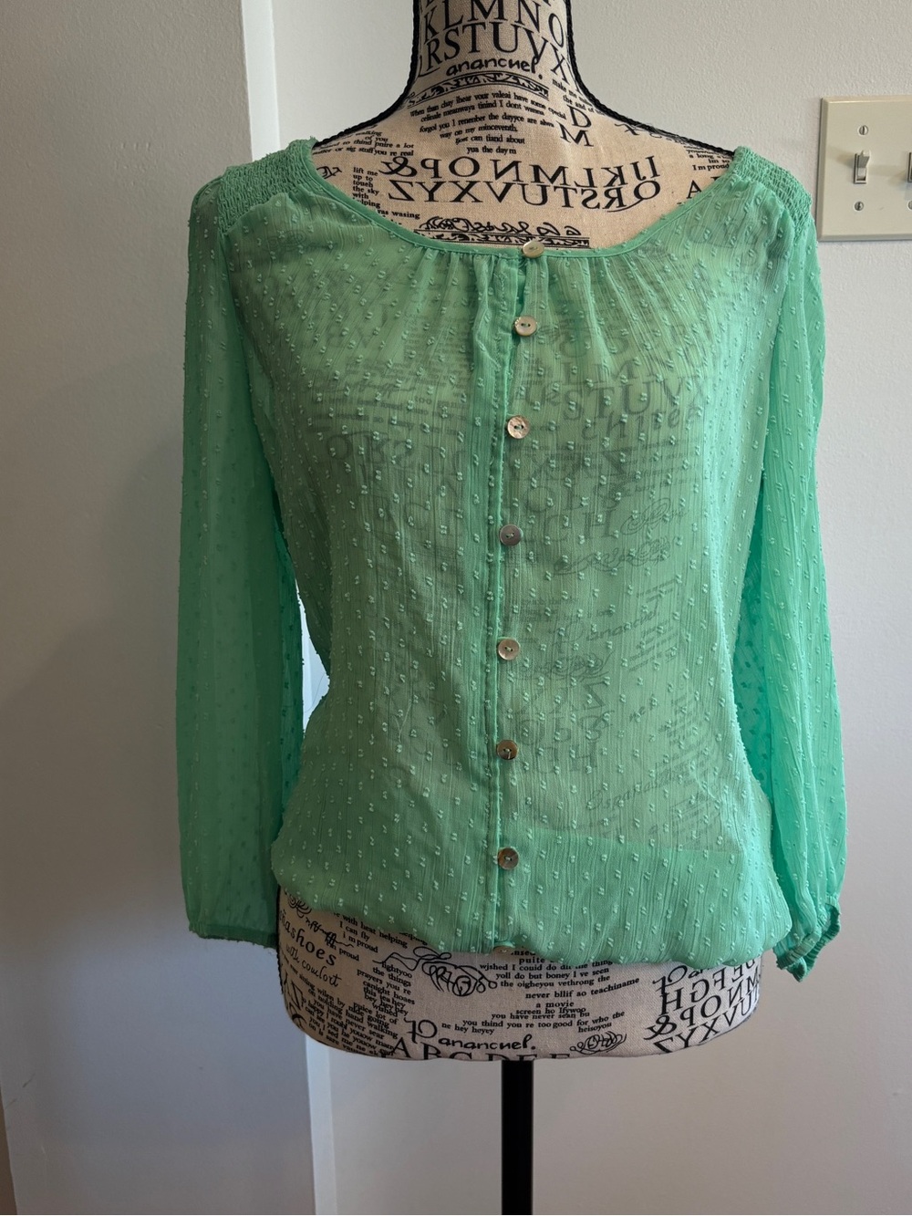 The Limited Mint Green Button-Front Blouse